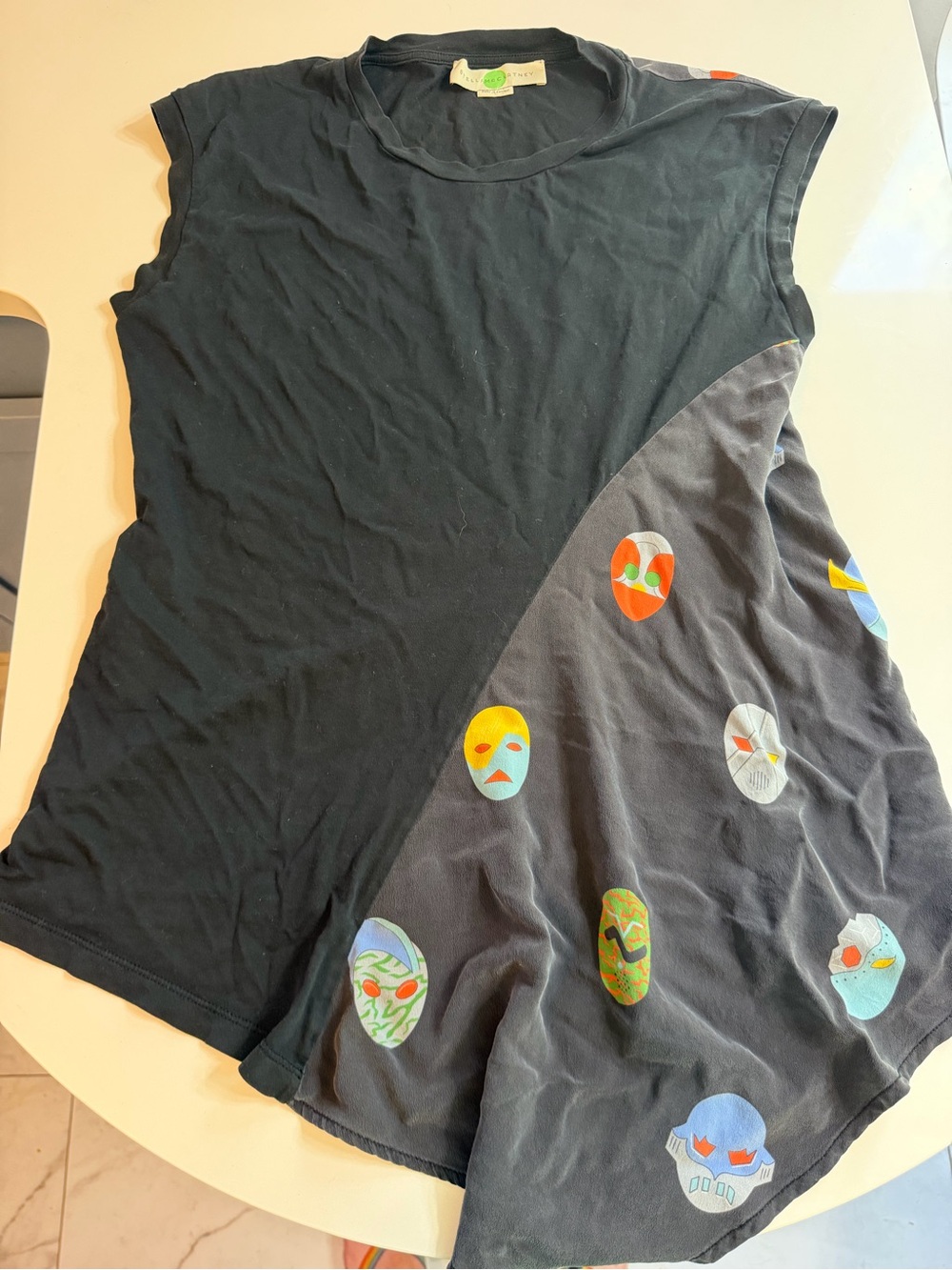 Stella McCartney “SuperStellaHeroes” Asymmetrical Mask Print Shirt